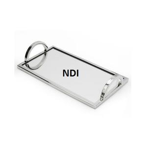 Lot de 2 plateaux de service en métal plateau de service alimentaire café thé plateau de service Design fait à la main vente chaude Style de luxe finition bleue - Product Image 4