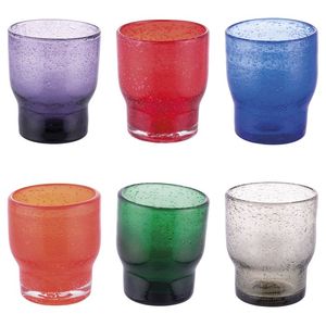 Set Unico di 6 Bicchieri Colorati da 325 ml in Vetro con Fondo in Vetro, Set di Bicchieri Premium - Product Image 1