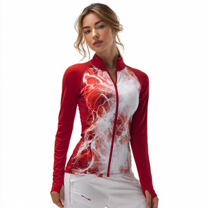 Tie Dye Printed Yoga Wear Jacket Women Custom 100% Fitness Wear Jacket Tops Ladies Running <b>Jogging</b> Sublimation Jacket - Product Image 5