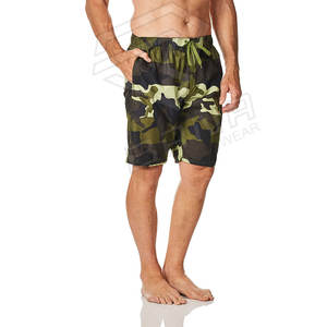Short de plage en coton 100% avec logo personnalisé pour homme, short de course non tissé avec impression solide, short de surf - Product Image 3