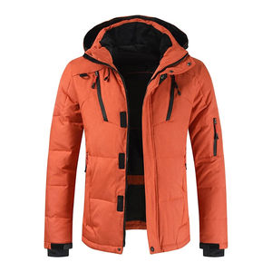 Veste matelassée personnalisée pour hommes multi-poches pull-over surdimensionné en duvet d'oie noir uni veste d'hiver courte à capuche bulle doudoune - Product Image 5