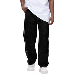 Jeans baggy en denim de haute qualité, streetwear décontracté, logo personnalisé, pour hommes - Product Image 4