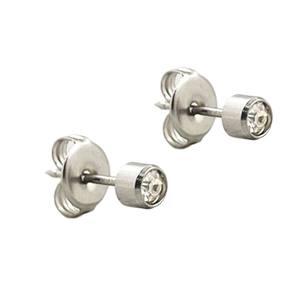 Orecchini a Perno di Prima Qualità con Castone in Acciaio in Vari Colori - Product Image 3