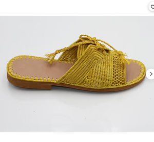Chaussures marocaines faites à la main en raphia naturel et semelles en cuir véritable Sandales Mocassins personnalisés en raphia marocain naturel - Product Image 2