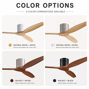 42 Inch Modern Flush Mount <b>Ceiling</b> <b>Fan</b> Without Light <b>with</b> 3 Solid Wood Blades Quiet Reversible DC Motor for Bedroom - Product Image 6