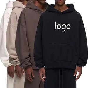 Pull à capuche court de luxe uni en coton pour hommes, sweats à capuche personnalisés surdimensionnés et lourds 400 GSM pour hommes, vente en gros - Product Image 5