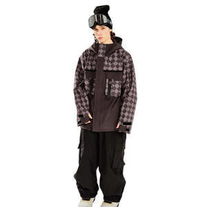 Ropa de esquí personalizada OEM para exteriores, chaqueta de nieve impermeable, ropa para la nieve en negro y marrón - Product Image 1