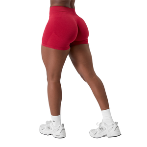 Shorts Deportivos Rojos para Mujer, Sin Costuras, de Cintura Alta, Elásticos, de Compresión, para Entrenamiento, Fitness, a Prueba de Sentadillas - Product Image 3
