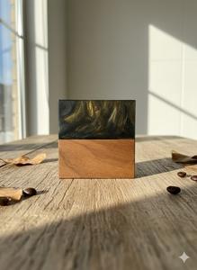 Sous-verres carrés en noyer époxy artistique de luxe tendance, écologiques, 8 mm d'épaisseur, pour une table basse moderne, prix attractif - Product Image 3