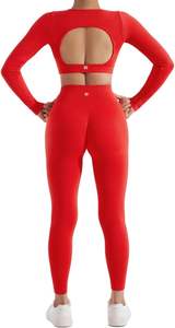 Conjunto de entrenamiento de compresión de 2 piezas para mujer, ropa de gimnasio de Yoga corta ajustada, ropa de ejercicio para correr de poliéster de LICRA sólido para damas - Product Image 6