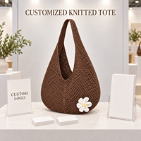 Sac fourre-tout tricoté personnalisé, faible MOQ, unisexe, design uni vierge, logo personnalisé pris en charge, vente en gros directe usine