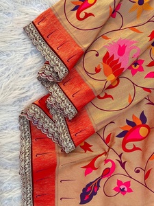 Impresionante diseñador indio étnico Paithani impreso Sari tradicional fiesta de lujo ropa nupcial de alta calidad de secado rápido mujeres - Product Image 2