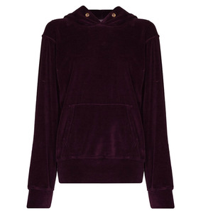 เสื้อฮู้ดดี้กำมะหยี่สีเบอร์กันดีทรงหลวมโอเวอร์ไซส์ มีกระเป๋าจิงโจ้ สไตล์ลำลองสำหรับฤดูหนาว เสื้อสตรีทแวร์ - Product Image 2
