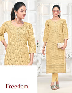Fully <b>Chikankari</b> Sequence Work Light Wight Cotton <b>Kurti</b> Perfect for Collage and Office girls - Product Image 4