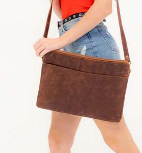 Elegant Genuine Leather Portable Lightweight <b>Laptop</b> <b>Sleeve</b> Soft Interior for Business Office Study Everyday Travel Safety - Product Image 1