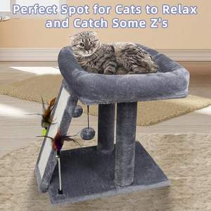 Luxury <b>Large</b> <b>Cat</b> Tree Tower <b>Scratching</b> <b>Post</b> for Indoor <b>Cats</b> 1-Level Activity Center <b>Scratching</b> Board Cotton Material Modern - Product Image 5