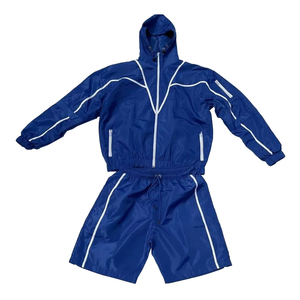 Ensemble de survêtement deux pièces zippé et respirant coupe-vent 100% coton pour hommes | Vêtements de sport d'hiver - Product Image 1