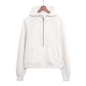 Sudaderas con capucha de estilo recién llegados de fábrica OEM para mujer, jersey con media cremallera, sudaderas con capucha de lana para mujer - Product Image 1