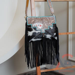 Sac à main occidental élégant fabriqué à la main en cuir de vachette véritable sac à franges Unique Deck Of Cards Gambler Cowgirl Crossbody Handbags - Product Image 3
