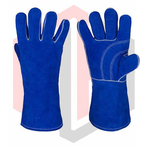 Gants de soudage de sécurité antistatiques résistants à la chaleur et aux déchirures en cuir bleu 16 pouces - Product Image 1