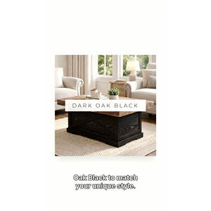 Tavolino da Caffè Quadrato in Stile Nordico Rustico 39.4'' Noce/Nero/Bianco, Arredamento per Soggiorno con Cassetti Portaoggetti - Product Image 2