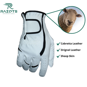 Guantes de golf transpirables con protección UV personalizados Super September, equipo deportivo OEM de piel de oveja Cabretta de alta calidad para uso manual - Product Image 2