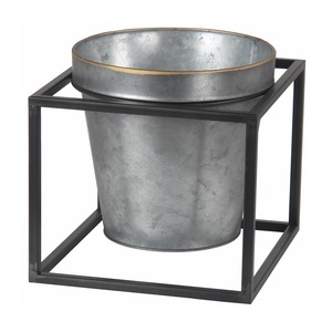 hot sale source galvanized bucket tub <b>rectangle</b> shape with three column outdoor garden planter <b>pot</b> of garden decor - Product Image 2