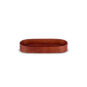 Plateau de service élégant en bois laqué, de forme ovale et finition brun intense, pour la cuisine - Product Image 6