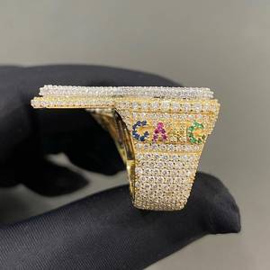 Custom R Letter VVS Moissanite <b>Ring</b> Iced Out 925 Sterling Silver Rhodium Plated Hip Hop Luxury Unisex Statement Jewelry - Product Image 6