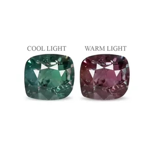 Alexandrite 0,72 carat, pierre précieuse naturelle facettée, vert, taille coussin, perles de rubis créées en laboratoire avec un diamètre de trou de 1 mm, verre diamanté de 8 mm - Product Image 3