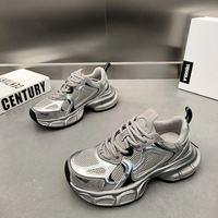 Chaussures décontractées pour femmes, style campus, plateforme confortable, argentées, élégantes, de haute qualité, personnalisables avec logo