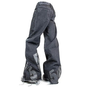 Nouvelle mode Pantalon en jean slim pour hommes Design personnalisé Pantalon évasé skinny 100% coton stretch Taille moyenne en détresse Rue haute - Product Image 1