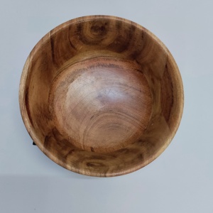 Cuenco redondo de madera de acacia hecho a mano y sostenible perfecto para servir aperitivos, ensaladas o frutas en casas o restaurantes - Product Image 2