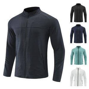 China Bangladesh Factory Price OEM Customized Logo Embroidery Mens Quick Dry Stand Collar Sports Running Fitness <b>Cardigan</b> Jacket - Product Image 1