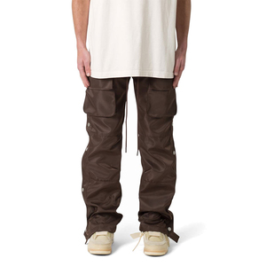 Pantalones Cargo de Cuero para Hombre con Múltiples Bolsillos y Diseño Elegante y Ajustado, Pantalones Cargo de Cuero Modernos para Hombre en Venta en Línea - Product Image 1