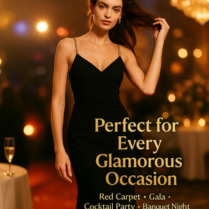 OEM Robes <span class=keywords><strong>de</strong></span> soirée longues <span class=keywords><strong>de</strong></span> luxe noires à bretelles en strass <span class=keywords><strong>Robe</strong></span> <span class=keywords><strong>de</strong></span> soirée élégante sexy à dos ouvert en V profond pour le <span class=keywords><strong>gala</strong></span> sur tapis <span class=keywords><strong>rouge</strong></span> - Product Image 3