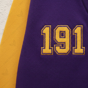 <b>Purple</b> and Gold for Unisex Winter Outdoor Casual <b>Cardigans</b> V Neck Knit Sweaters with Custom Logo Designs 100% Wool - Product Image 6