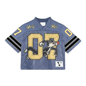 Streetwear Maillot Court Respirant en Maille de Polyester Maillots de Football Américain Personnalisés Maillot de Football Boxy à Sublimation T-shirt - Product Image 5