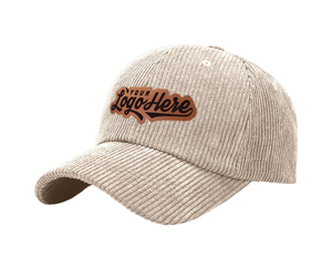Hot Performance Corduroy 6 Panel Parches de cuero Logo Gorra de béisbol Logotipo personalizado estructurado Hebilla Gorra deportiva curvada Ropa informal - Product Image 1