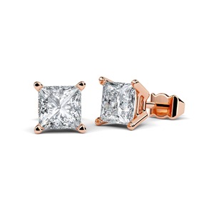 Boucles d'oreilles Lucida en diamant taille princesse 0,40 ct, diamant de laboratoire, ensemble alliance en platine - Product Image 2