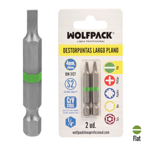 Destorpuntas Largo Plano 4 mm. (2 Pezzi) Acciaio S2 al Cromo Vanadio - Product Image 1