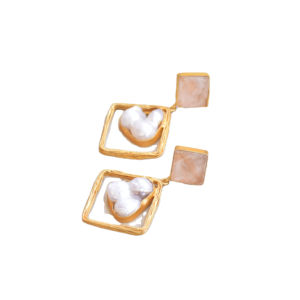 Pendientes de Latón al por Mayor con Piedras Semipreciosas Naturales, Acabado Pulido, Chapado en Oro, Sin Níquel, Duraderos, Exportación a Granel - Product Image 3