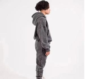 Ensemble survêtement homme en coton 100% personnalisé, délavé à l'acide, respirant, imprimé, pantalon de survêtement et sweat-shirt léger, taille personnalisée, hiver - Product Image 6