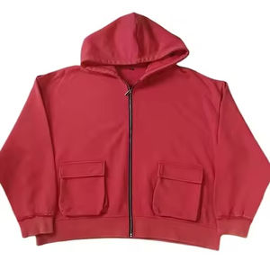 Sudaderas con capucha bordadas de algodón 100% para hombre, ropa de trabajo con bolsillo multicarga y logotipo impreso personalizado, sudaderas con capucha vintage de lavado ácido - Product Image 1