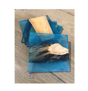 Posavasos de resina con aislamiento térmico, posavasos redondo de madera y resina hecho a mano para beber cerveza, café, té, posavasos - Product Image 6