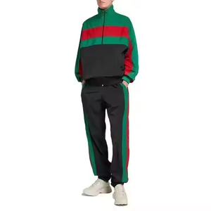 Chándal de dos piezas de poliéster con cremallera OEM para hombre, chándales con logotipo personalizado, corte perfecto y transpirable, chándales de buen fabricante - Product Image 2