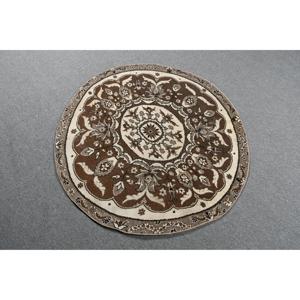 Vintage Rug, 3.5x3.6 ft Turkish Rug, <b>Brown</b> Bordered <b>Wool</b> Rug - Product Image 2