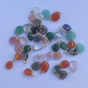 จี้อัญมณีธรรมชาติสีฟ้าสีชมพูสีแดงสีดำสีขาวสีเขียวขนาด8มม. เครื่องประดับแบบเรียบง่ายน้ำหนักเบาเครื่องประดับโบฮีเมียน - Product Image 1
