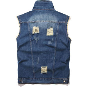 Haute qualité sur mesure 2025 hommes hiver Denim veste sans manches coupe-vent chaud col de fourrure en détresse Style Vintage - Product Image 2