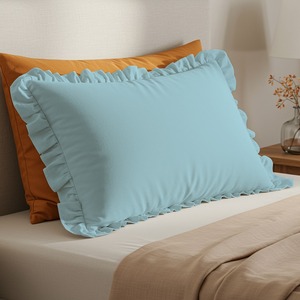 ปลอกหมอนผ้าโพลีคอตตอนสีน้ำเงิน ขนาด 50x70 ซม. แบบจีบระบาย ปิดด้วยผ้าแบบซองจดหมาย ผ้าเรียบสีพื้น รูปทรงสี่เหลี่ยมผืนผ้า สำหรับโรงแรม โรงพยาบาล และใช้ในบ้าน - Product Image 3